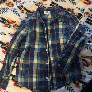 Old Navy Blue and Yellow Plaid Kids Button-Down Shirt